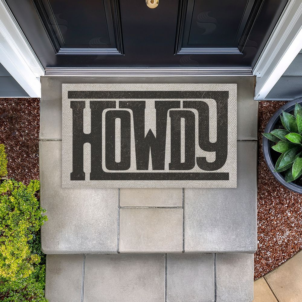 Sisi and Seb Bold Western Howdy Greeting Outdoor Faux Sisal Door Mat