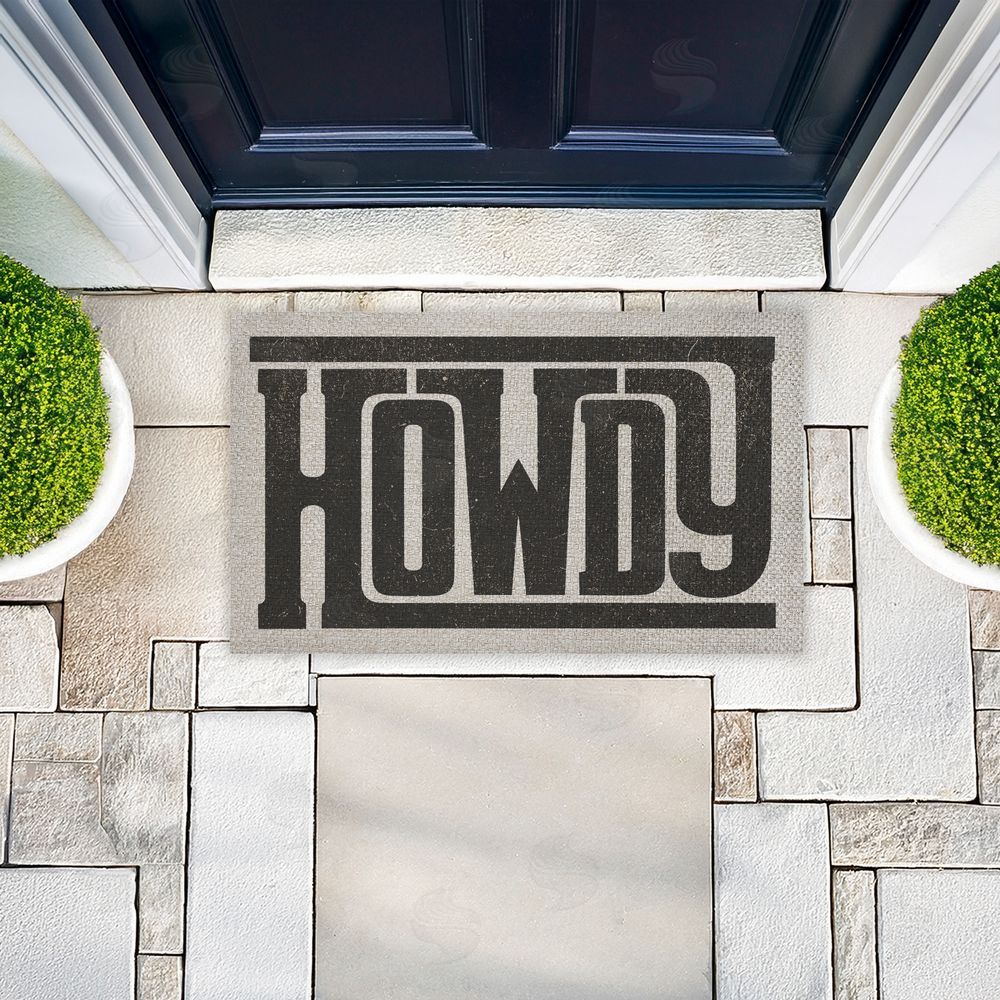Sisi and Seb Bold Western Howdy Greeting Outdoor Faux Sisal Door Mat