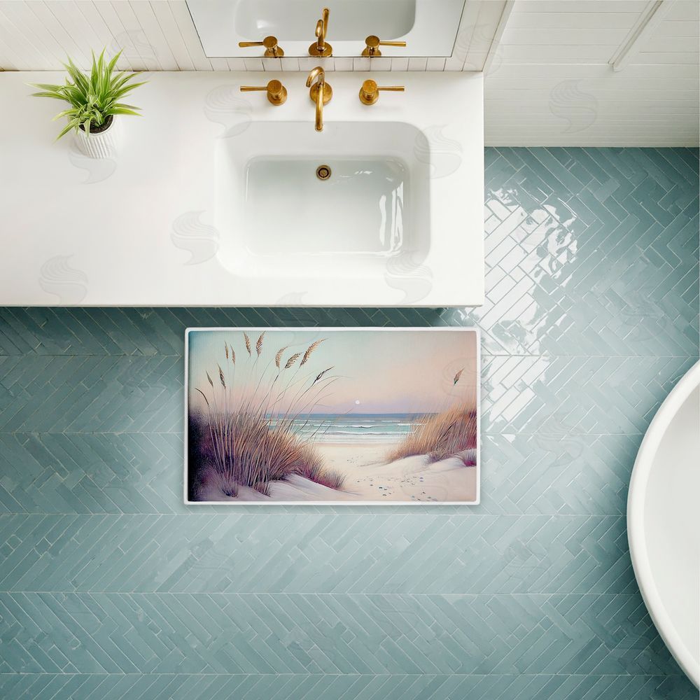 Sasha Smooth Sunset Beach Dunes Plush Bathroom Floor Mat