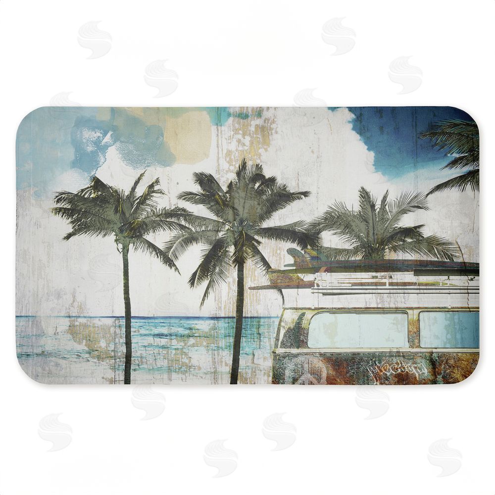 Sasha Retro Van Summer Beach View Kitchen Floor Mat