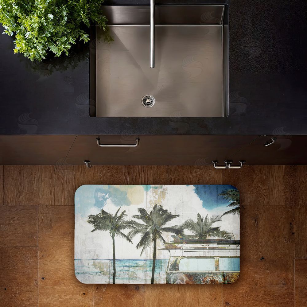 Sasha Retro Van Summer Beach View Kitchen Floor Mat