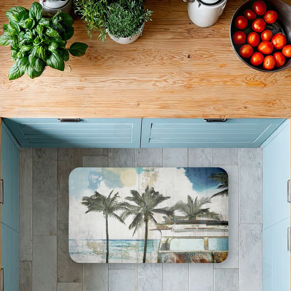 Sasha Retro Van Summer Beach View Kitchen Floor Mat