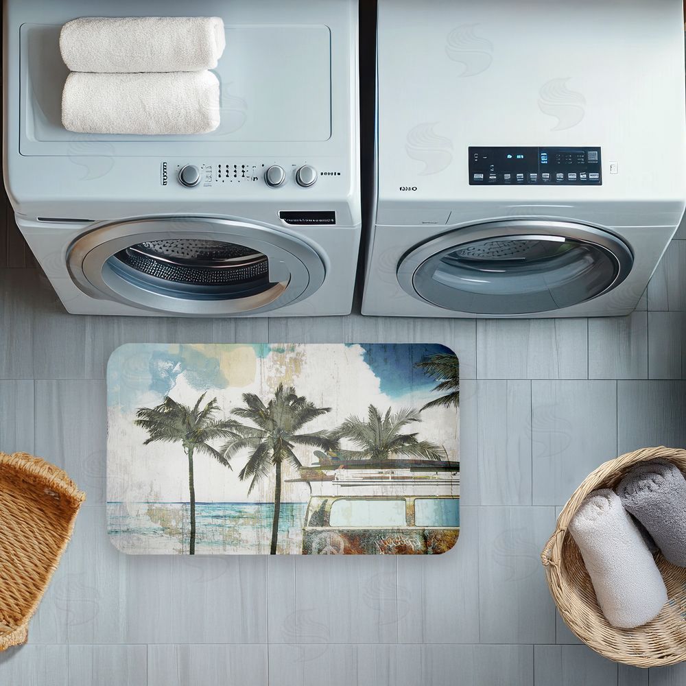 Sasha Retro Van Summer Beach View Kitchen Floor Mat