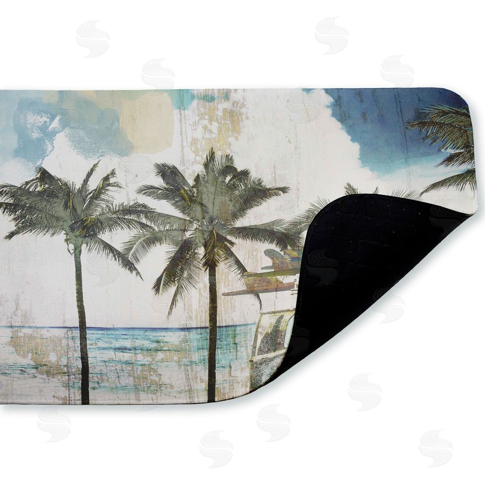 Sasha Retro Van Summer Beach View Kitchen Floor Mat