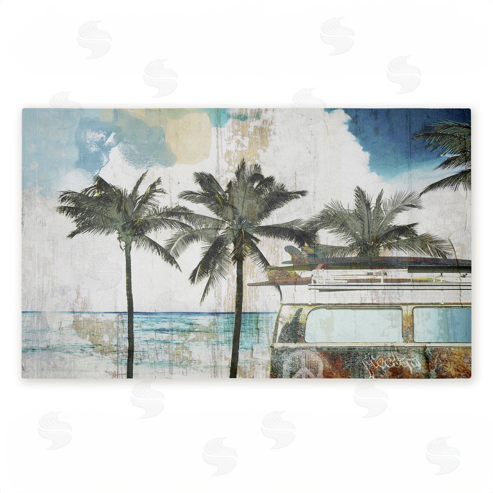Sasha Retro Van Summer Beach View Unwoven Outdoor Door Mat