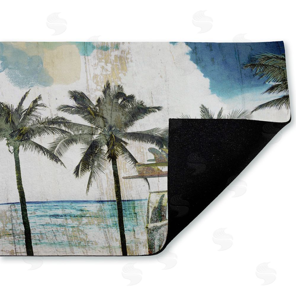 Sasha Retro Van Summer Beach View Unwoven Outdoor Door Mat