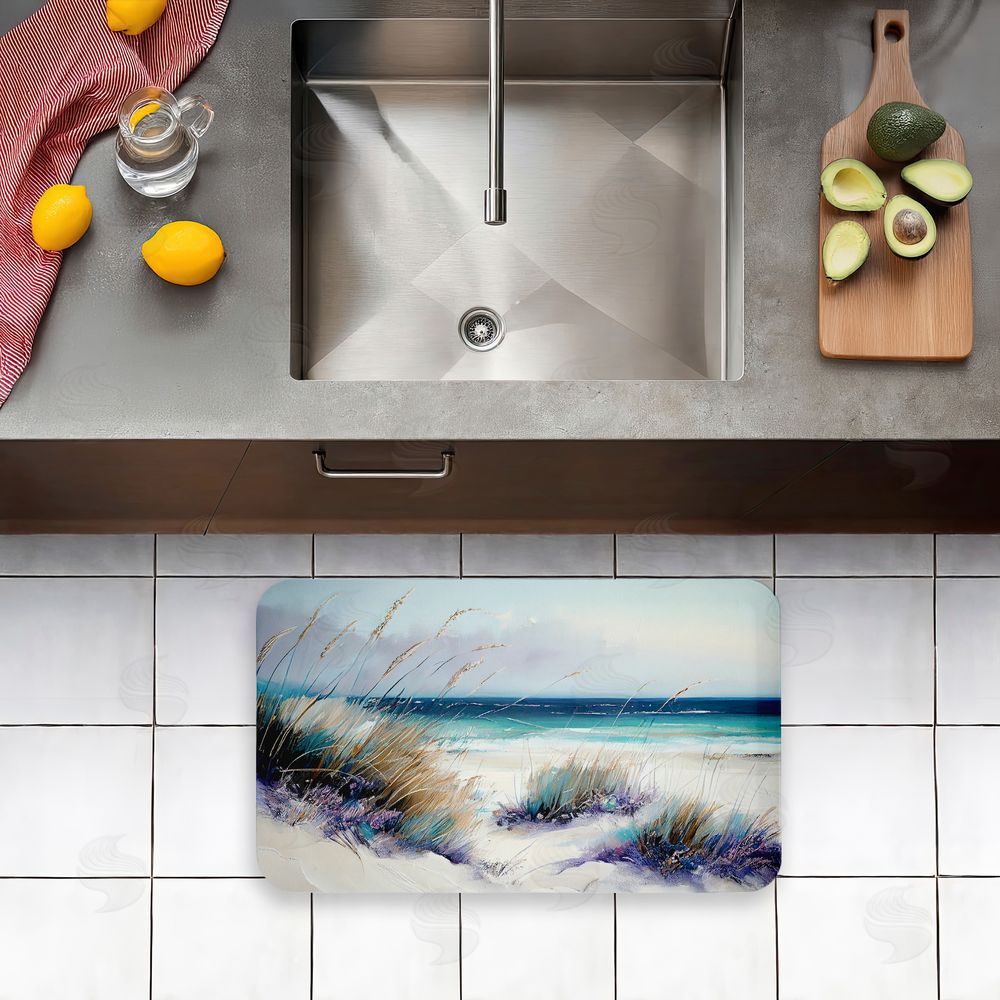 Sasha Windblown Beach Grasses Kitchen Floor Mat