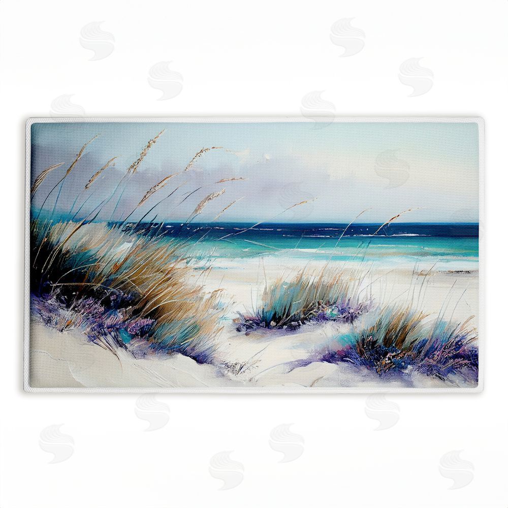 Sasha Windblown Beach Grasses Plush Bathroom Floor Mat