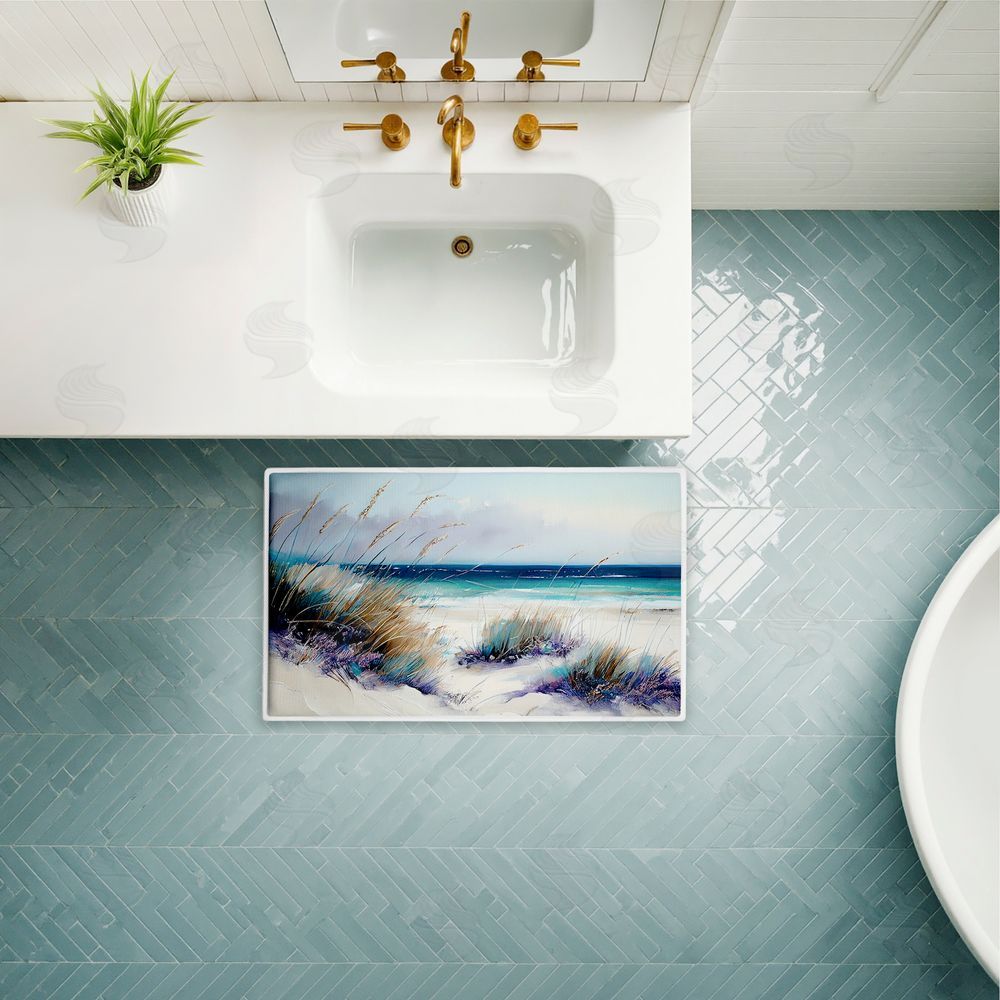 Sasha Windblown Beach Grasses Plush Bathroom Floor Mat