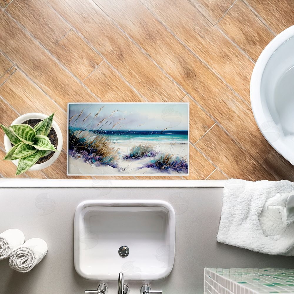 Sasha Windblown Beach Grasses Plush Bathroom Floor Mat