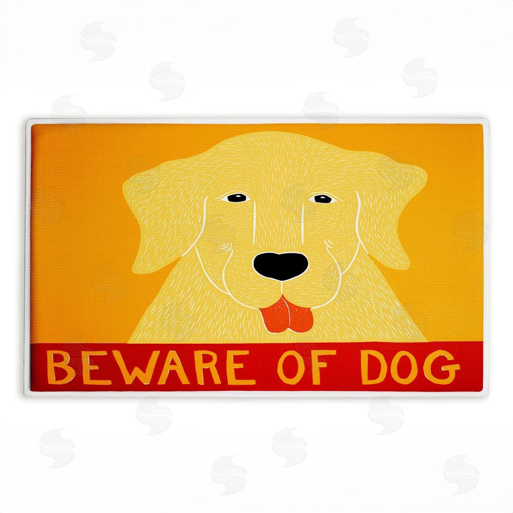 Stephen Huneck Beware Of Dog Greeting Plush Bathroom Floor Mat