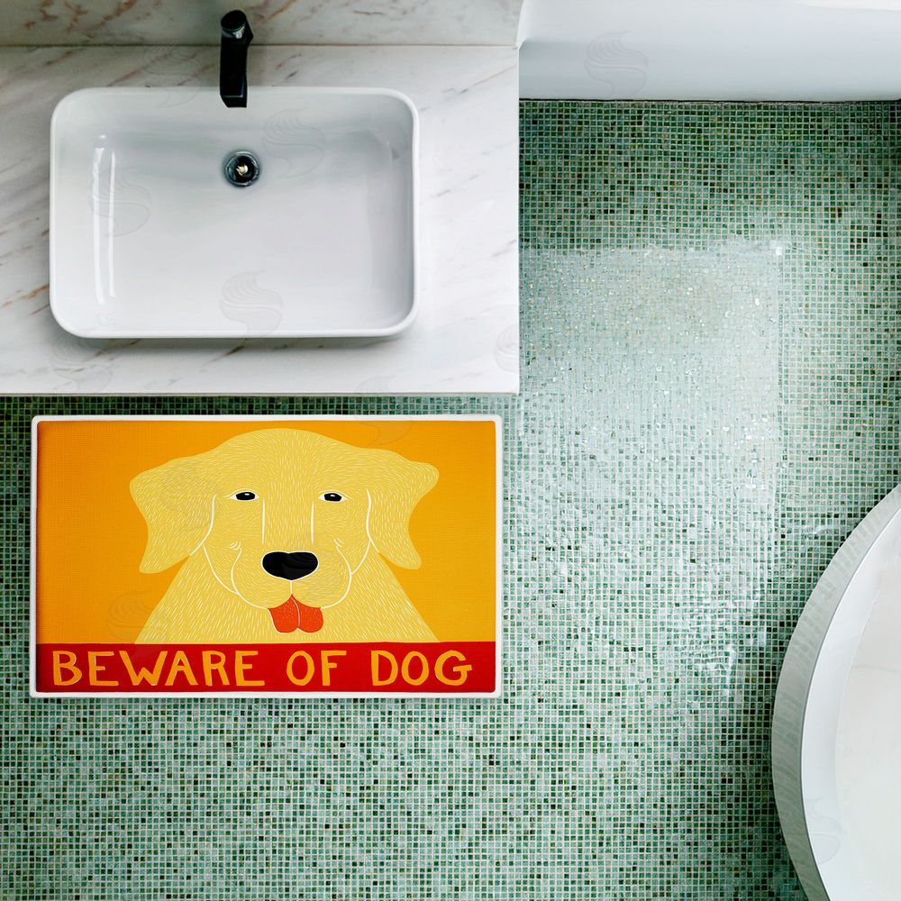 Stephen Huneck Beware Of Dog Greeting Plush Bathroom Floor Mat