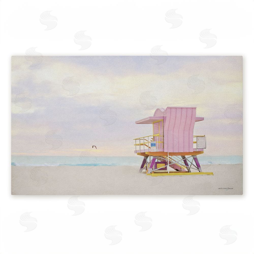 Seven Trees Design Pink Serene Beach Hut Unwoven Outdoor Door Mat