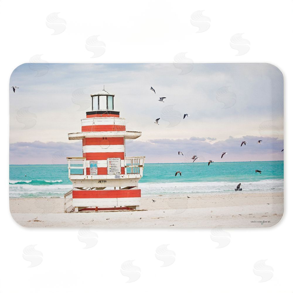 Seven Trees Design Birds Surrounding Beach Hut Kitchen Floor Mat