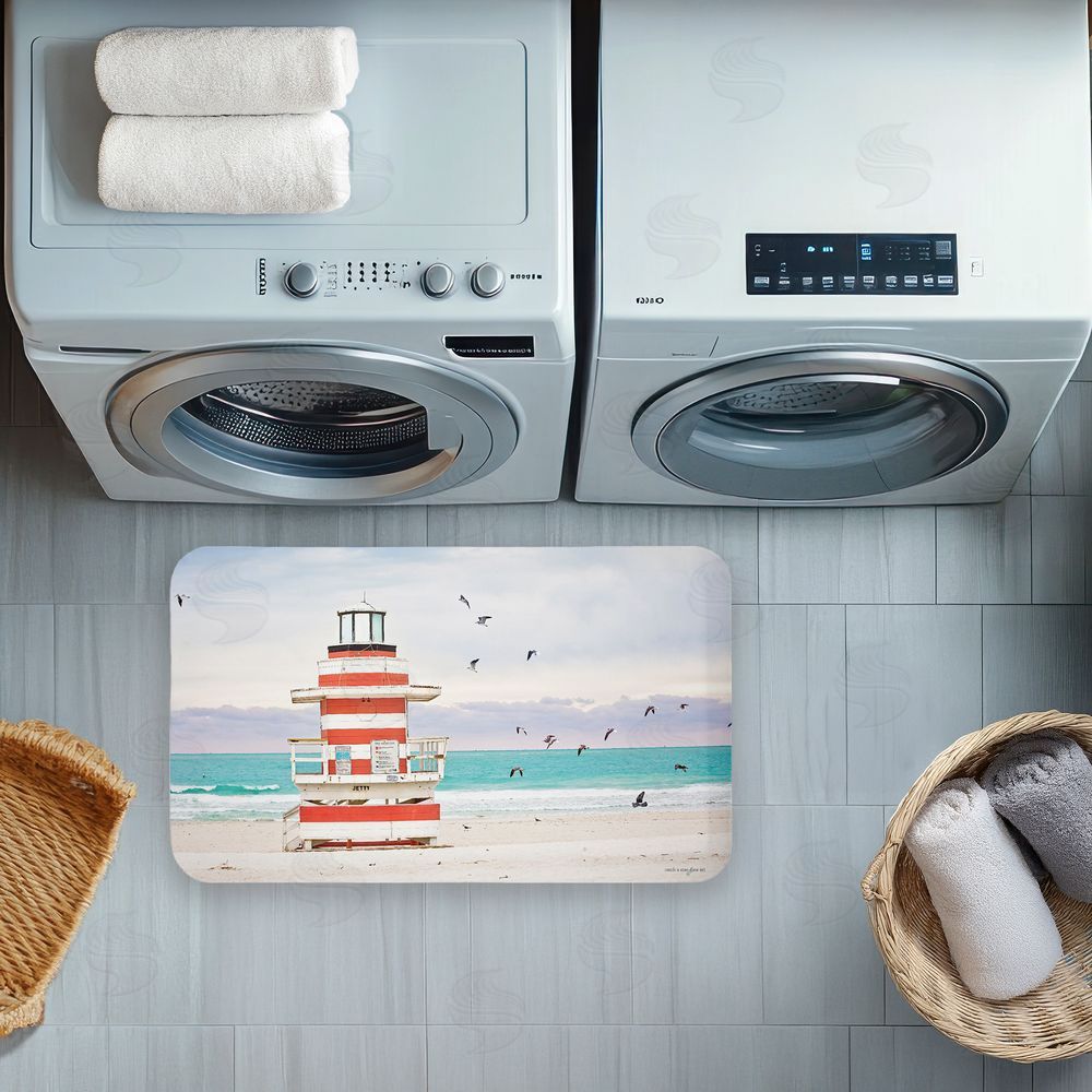 Seven Trees Design Birds Surrounding Beach Hut Kitchen Floor Mat