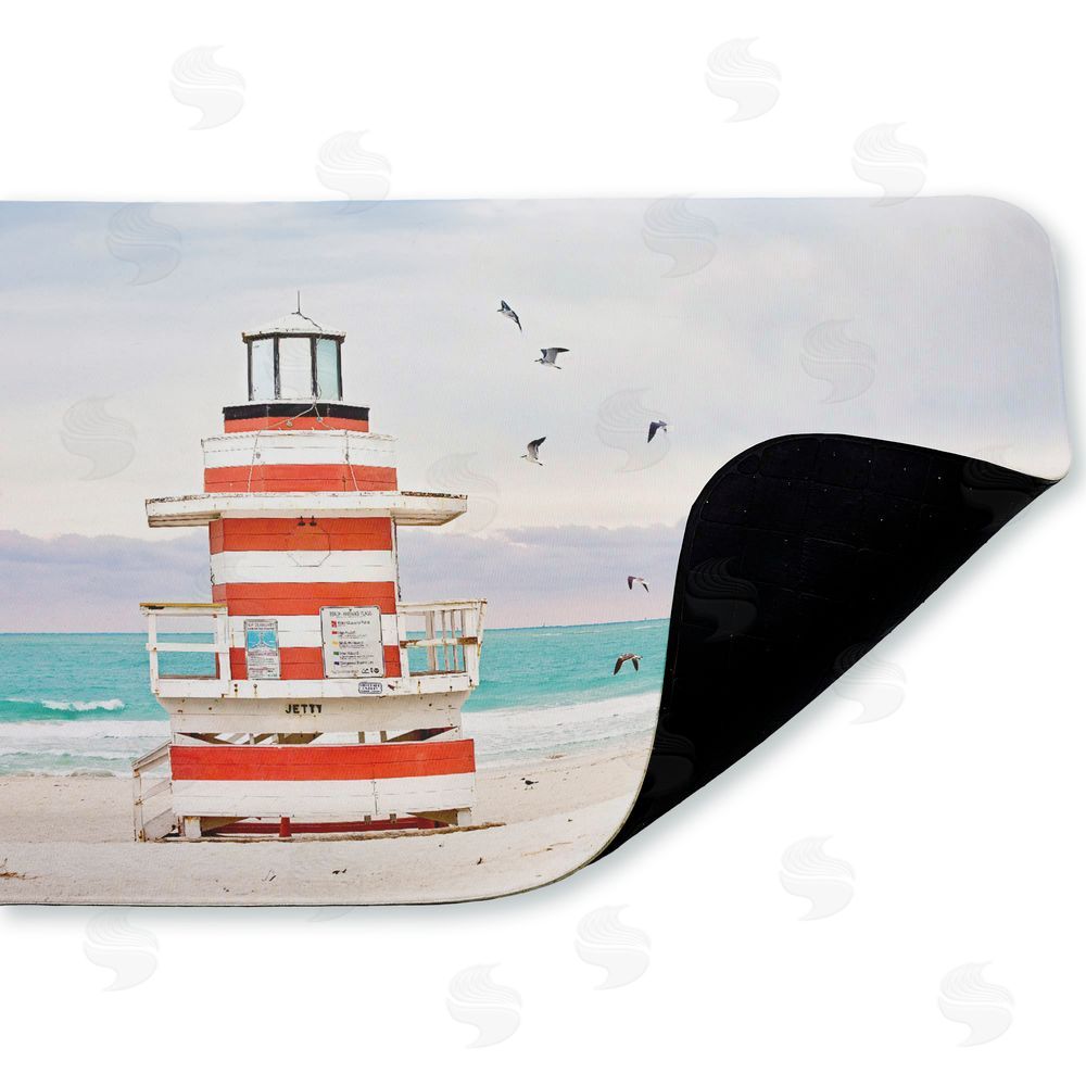 Seven Trees Design Birds Surrounding Beach Hut Kitchen Floor Mat