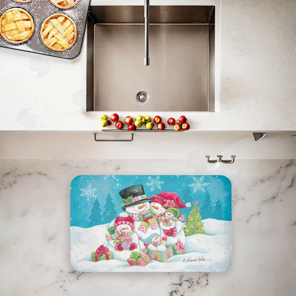 Diane Kater Vintage Snowman Family Kitchen Floor Mat