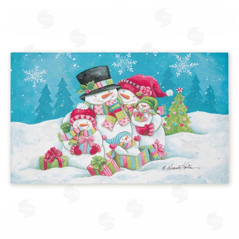 Diane Kater Vintage Snowman Family Unwoven Outdoor Door Mat