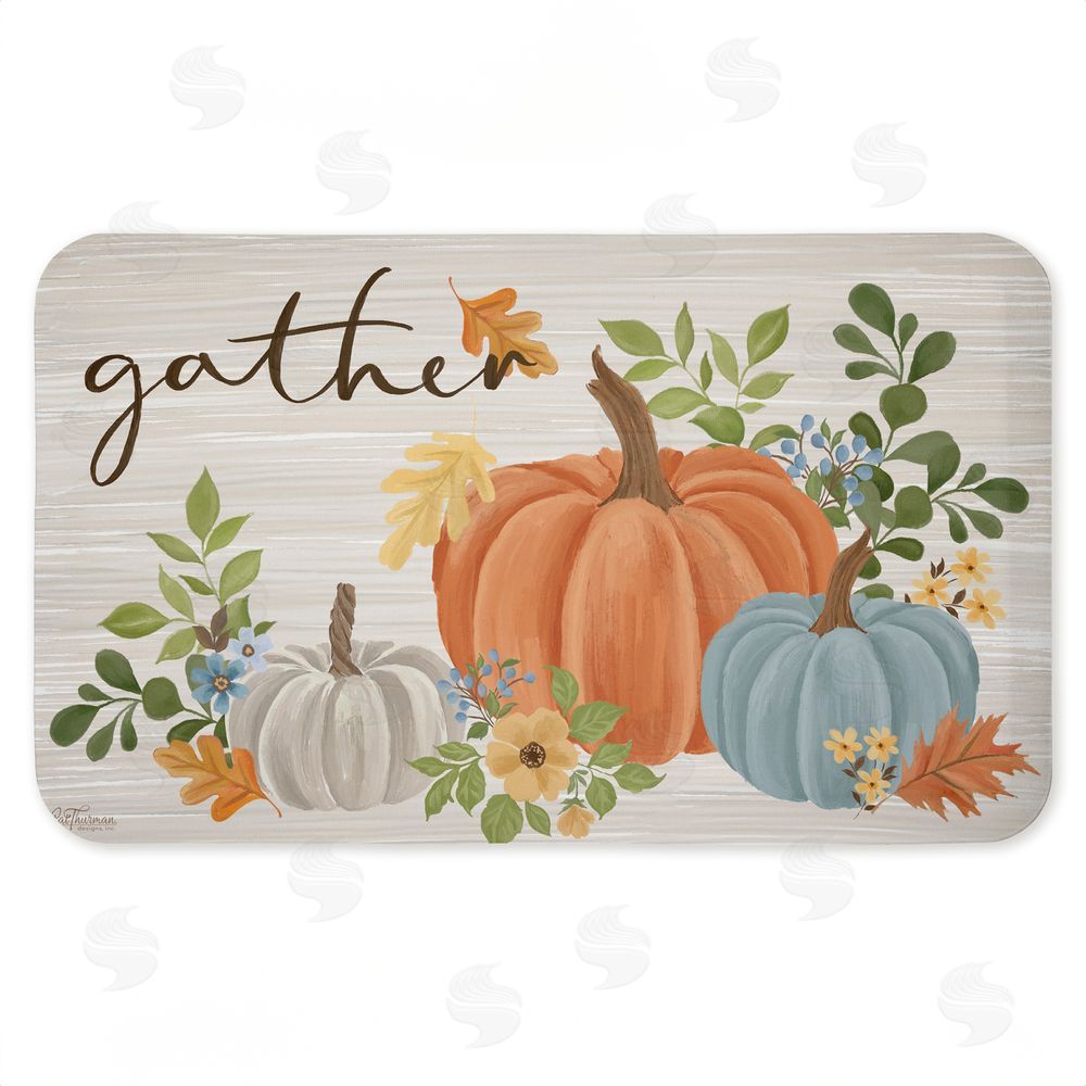 Cat Thurman Designs Gather Welcome Autumn Pumpkins Kitchen Floor Mat