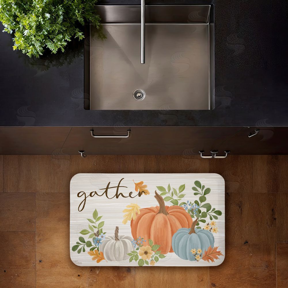 Cat Thurman Designs Gather Welcome Autumn Pumpkins Kitchen Floor Mat
