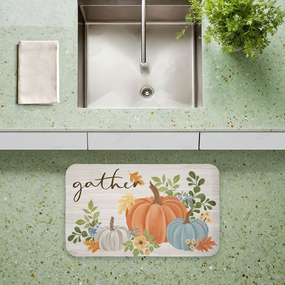 Cat Thurman Designs Gather Welcome Autumn Pumpkins Kitchen Floor Mat