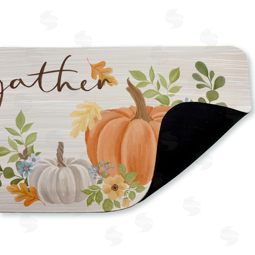 Cat Thurman Designs Gather Welcome Autumn Pumpkins Kitchen Floor Mat