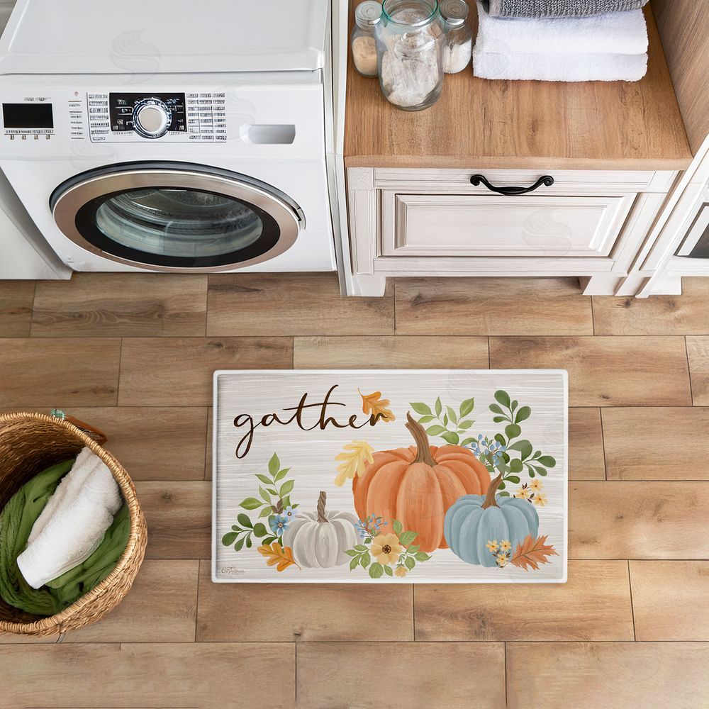 Cat Thurman Designs Gather Welcome Autumn Pumpkins Plush Bathroom Floor Mat