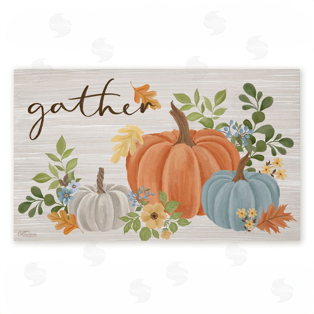 Cat Thurman Designs Gather Welcome Autumn Pumpkins Unwoven Outdoor Door Mat