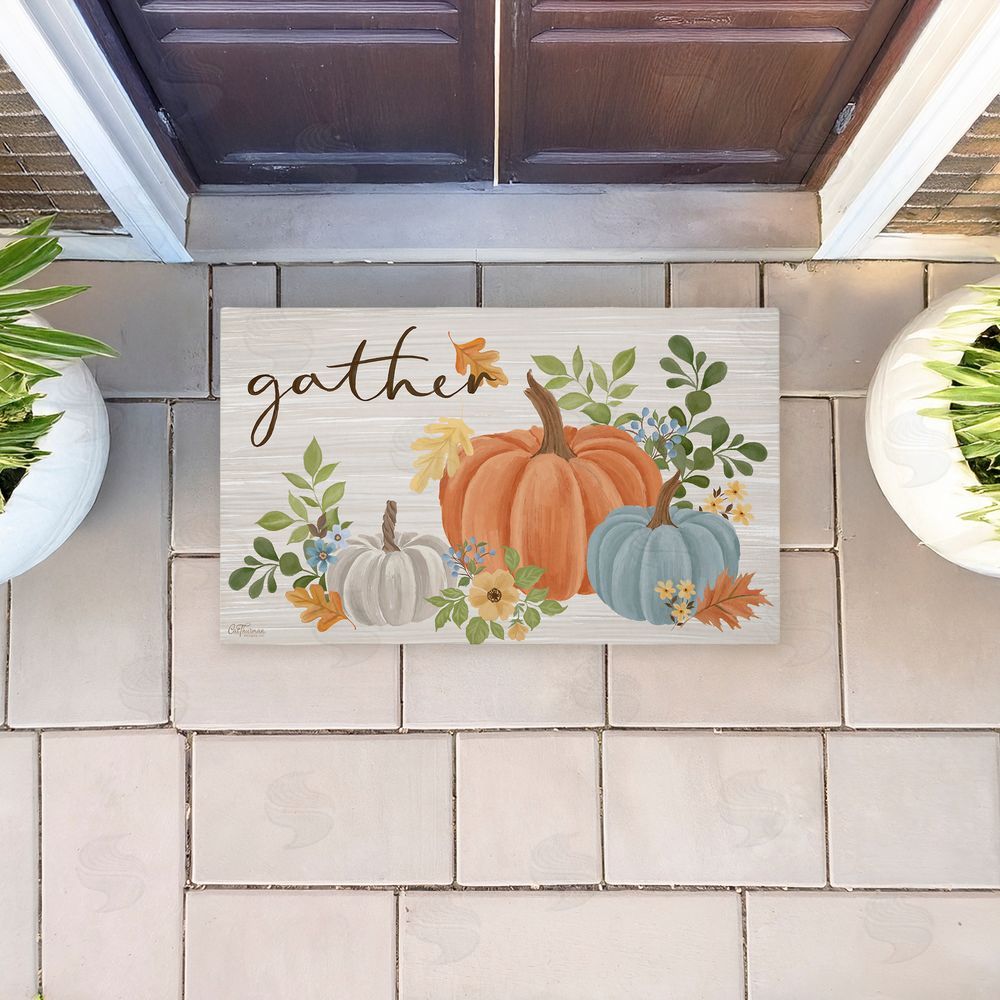 Cat Thurman Designs Gather Welcome Autumn Pumpkins Unwoven Outdoor Door Mat