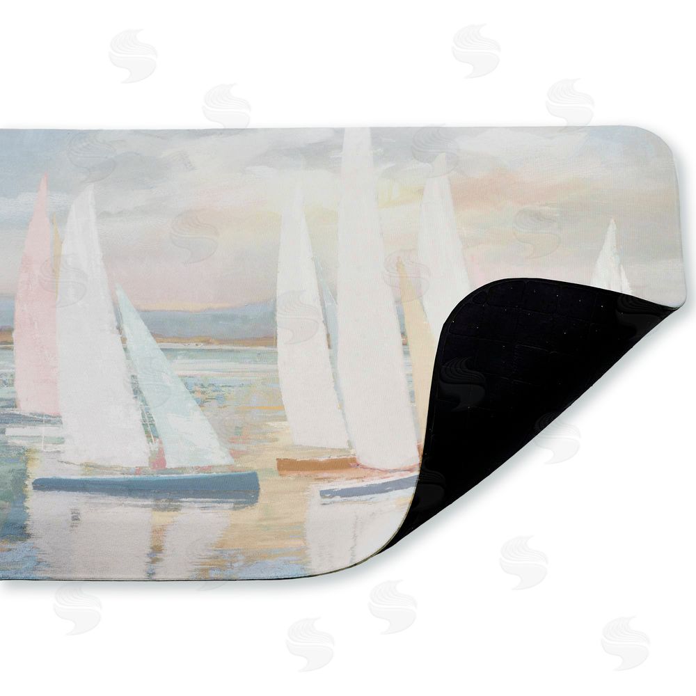 Amber Sterling Pastel Calm Sailboats Kitchen Floor Mat