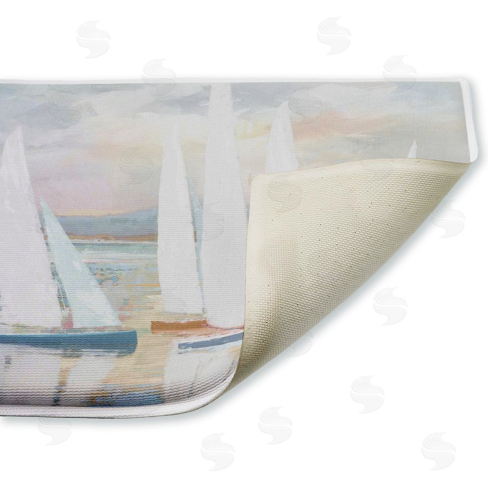 Amber Sterling Pastel Calm Sailboats Plush Bathroom Floor Mat