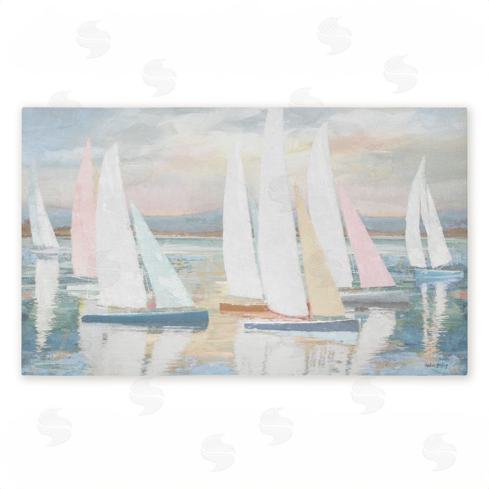 Amber Sterling Pastel Calm Sailboats Unwoven Outdoor Door Mat