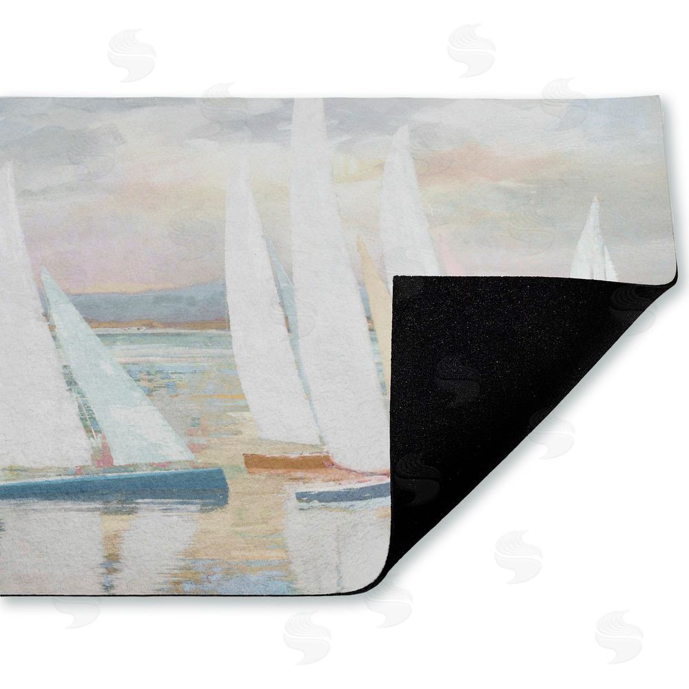 Amber Sterling Pastel Calm Sailboats Unwoven Outdoor Door Mat