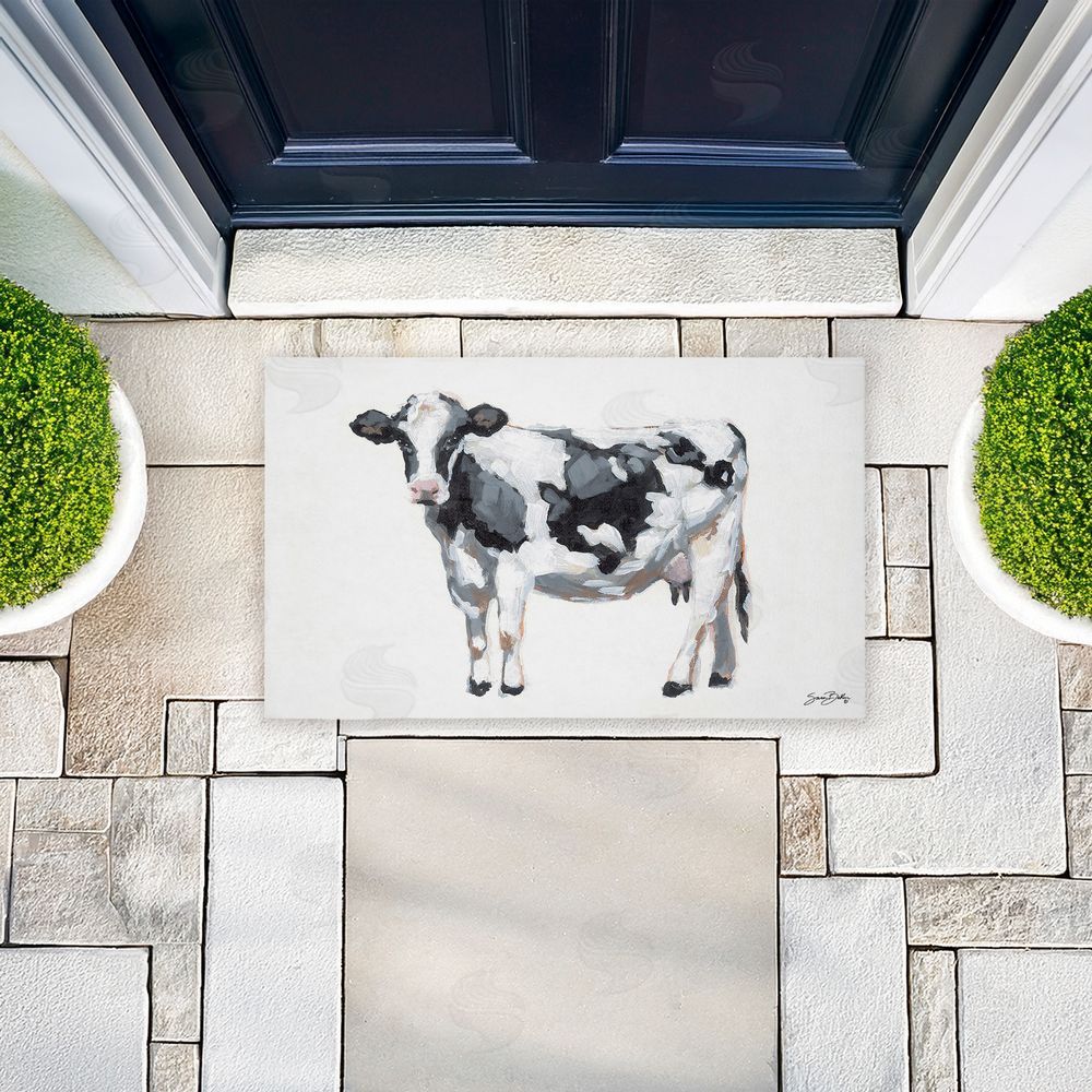 Sara Baker Simple Farmhouse Cow Unwoven Outdoor Door Mat
