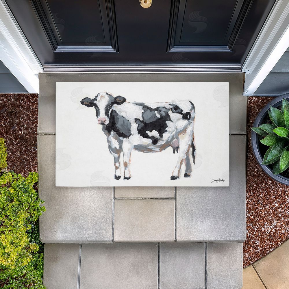 Sara Baker Simple Farmhouse Cow Unwoven Outdoor Door Mat