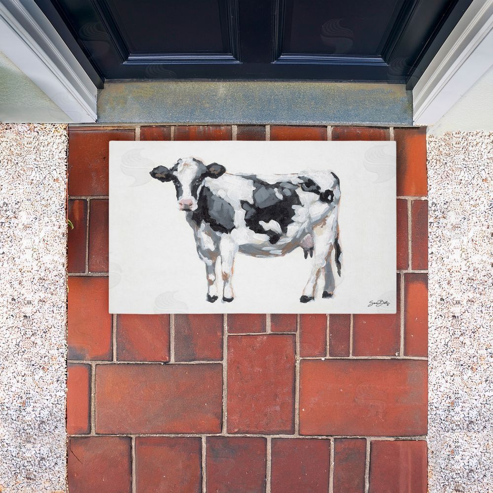 Sara Baker Simple Farmhouse Cow Unwoven Outdoor Door Mat