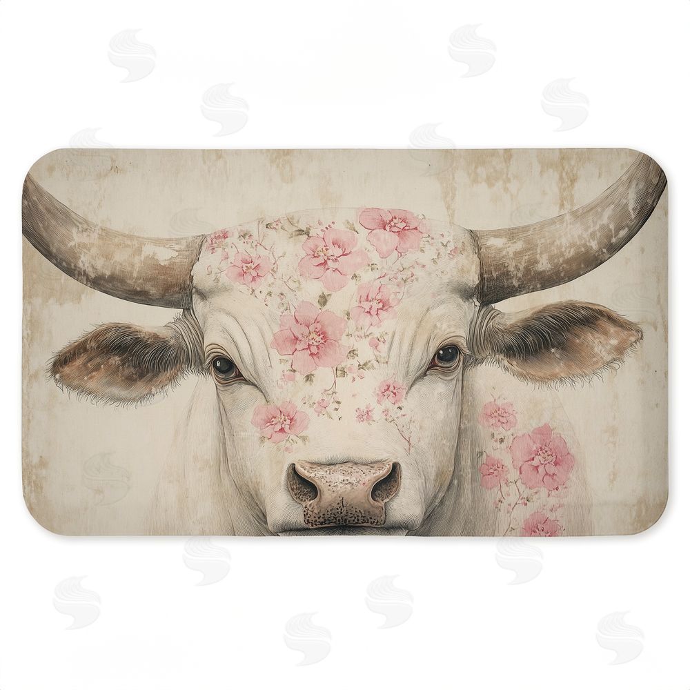 Heidi Kuntz Floral Kissed Cow Kitchen Floor Mat