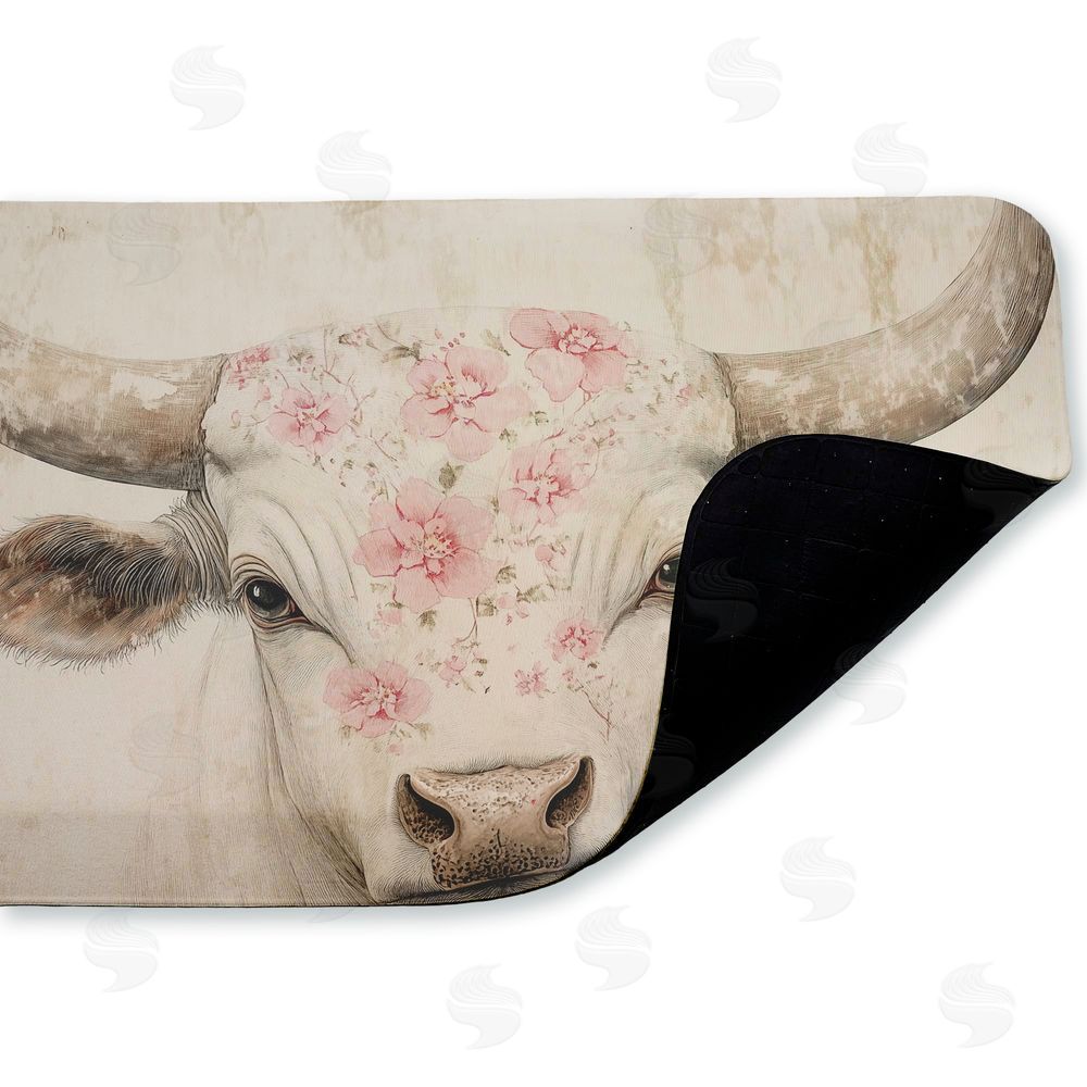 Heidi Kuntz Floral Kissed Cow Kitchen Floor Mat