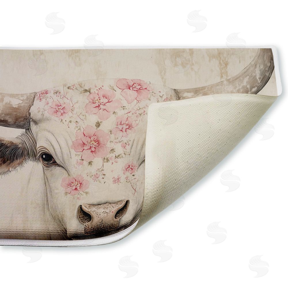 Heidi Kuntz Floral Kissed Cow Plush Bathroom Floor Mat