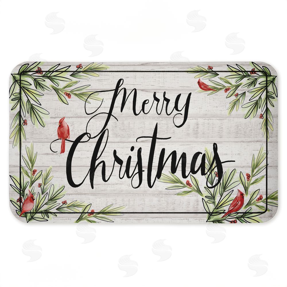 Dogwood Portfolio Rustic Merry Christmas Cardinals Kitchen Floor Mat