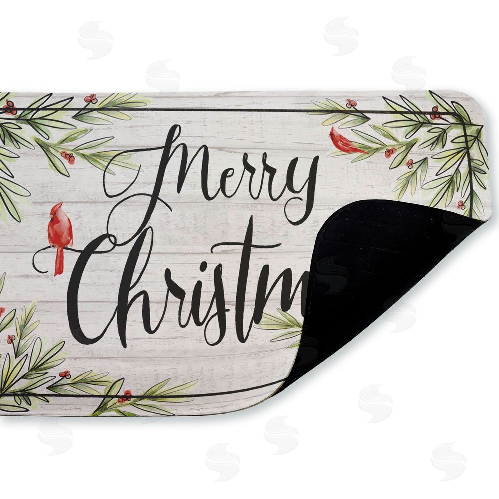 Dogwood Portfolio Rustic Merry Christmas Cardinals Kitchen Floor Mat