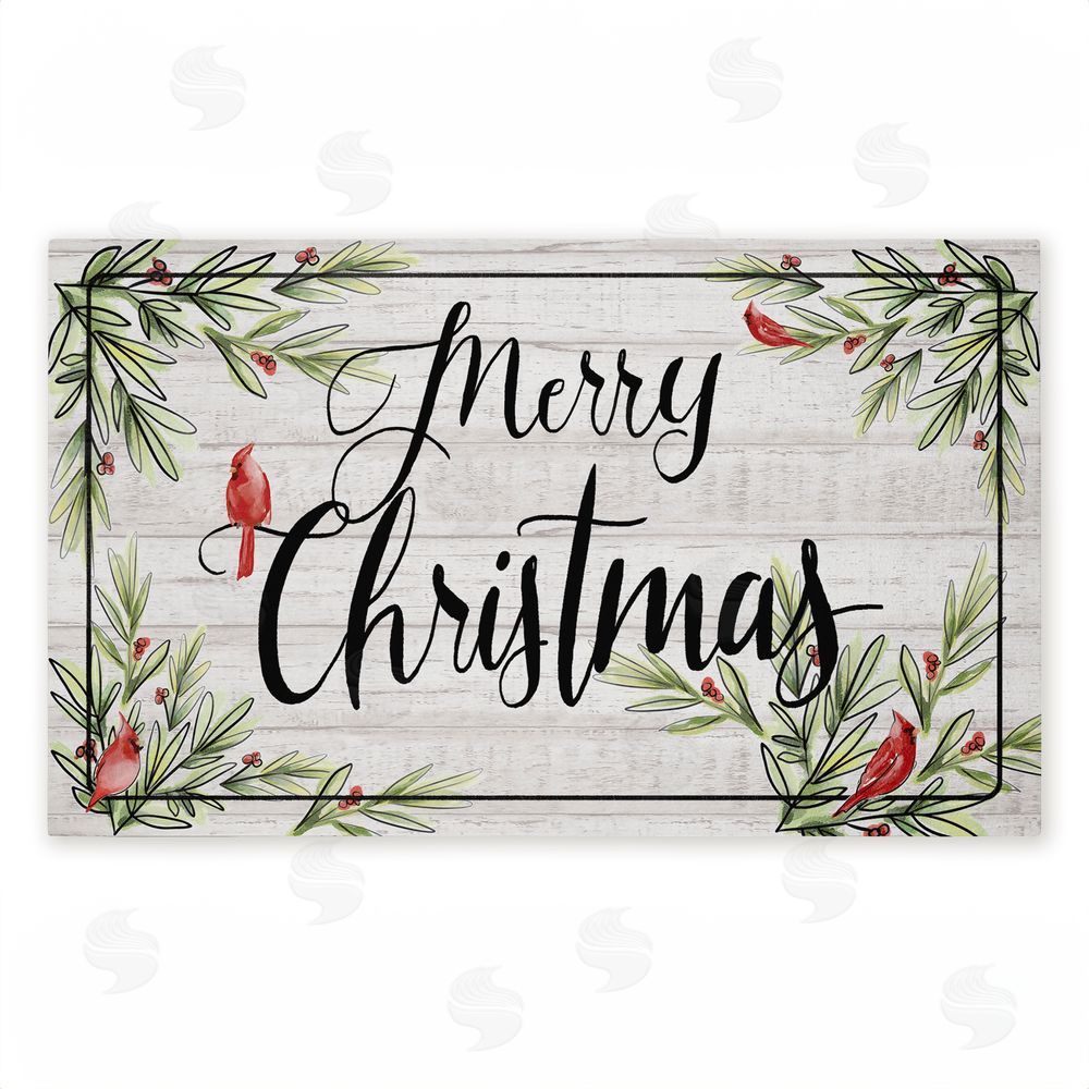 Dogwood Portfolio Rustic Merry Christmas Cardinals Unwoven Outdoor Door Mat