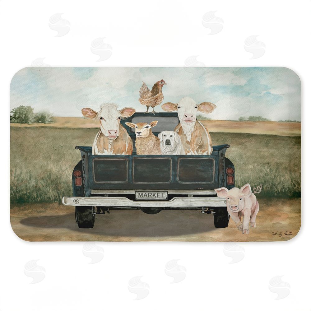 Cindy Jacobs Ready For A Ride Animals Kitchen Floor Mat