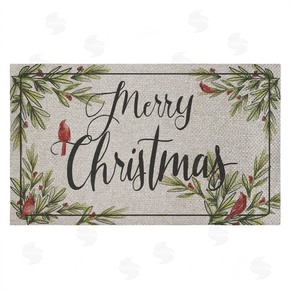 Dogwood Portfolio Merry Christmas Cardinals Outdoor Faux Sisal Door Mat