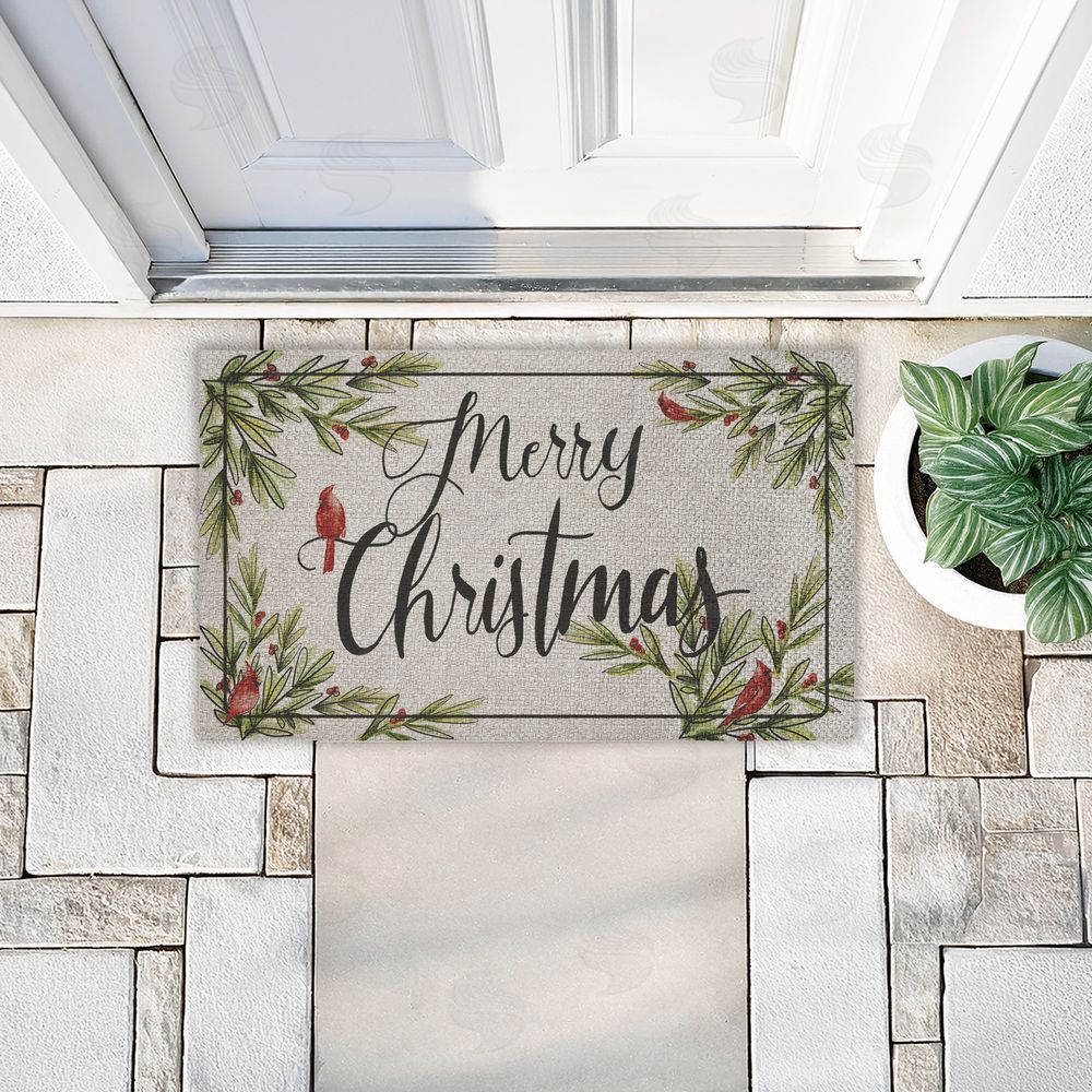 Dogwood Portfolio Merry Christmas Cardinals Outdoor Faux Sisal Door Mat