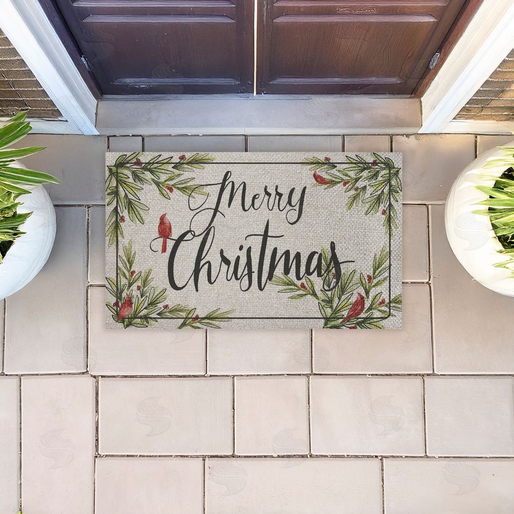 Dogwood Portfolio Merry Christmas Cardinals Outdoor Faux Sisal Door Mat