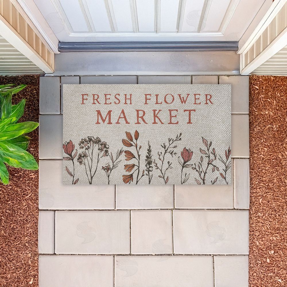 Lux + Me Designs Fresh Flower Market Blooms Outdoor Faux Sisal Door Mat