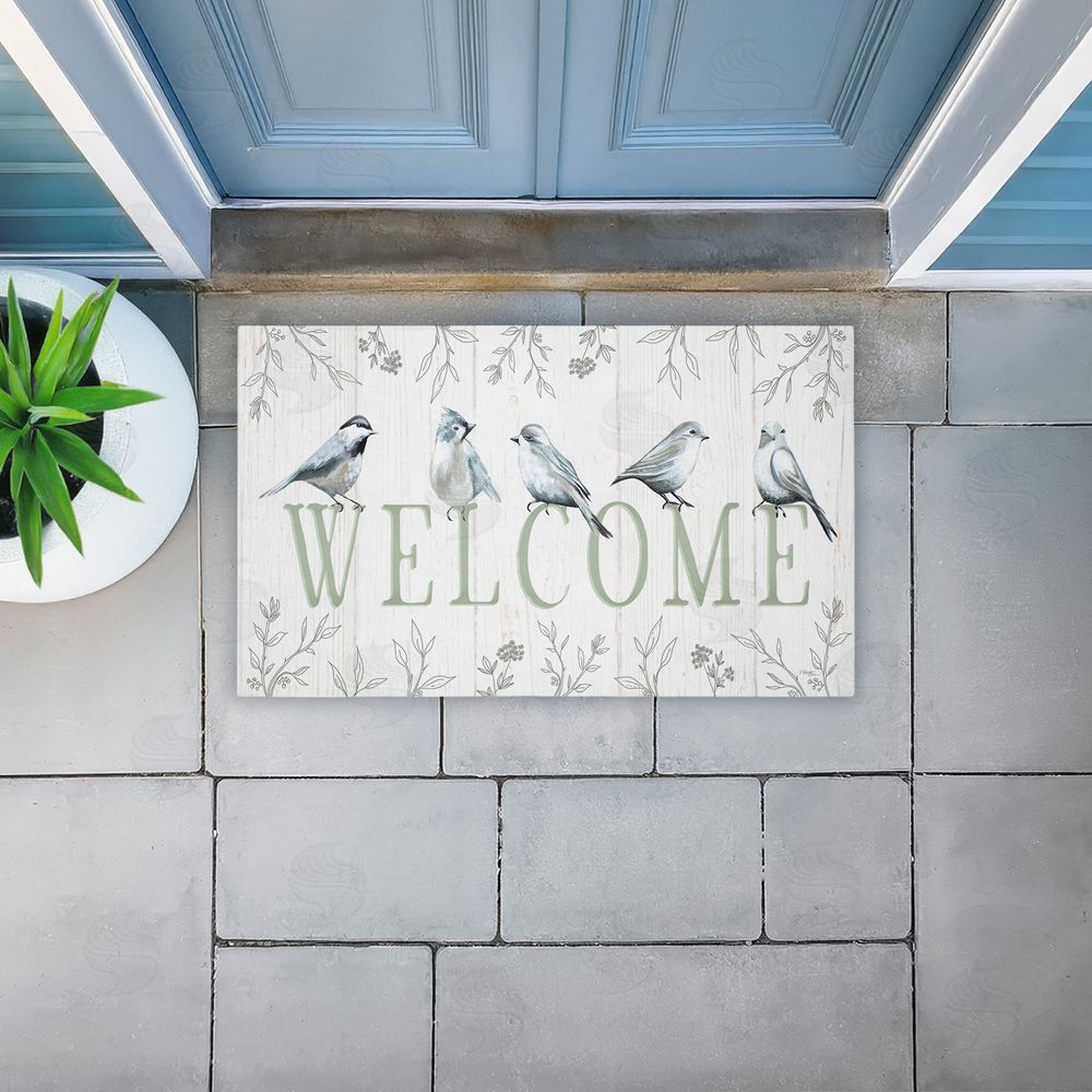 Elizabeth Tyndall Welcome Cottage Birds Entry Unwoven Outdoor Door Mat