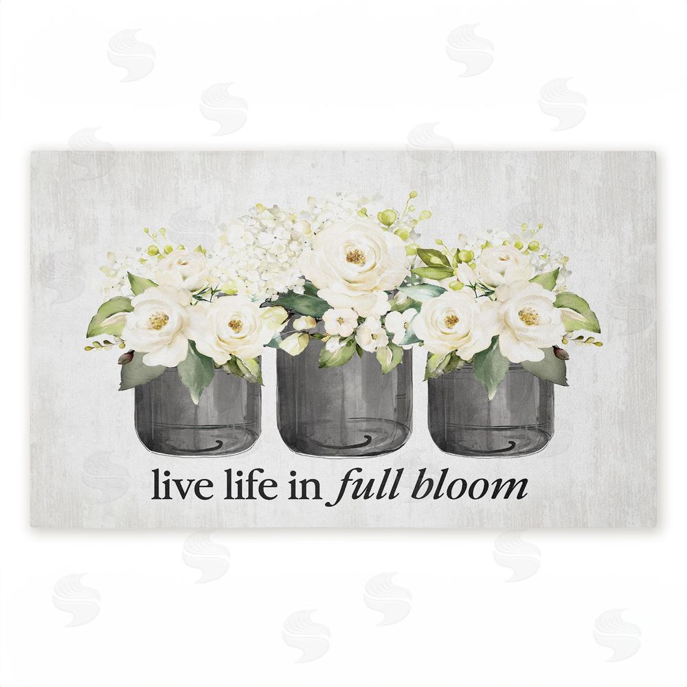 Lettered and Lined Life In Full Bloom Flowers Unwoven Outdoor Door Mat