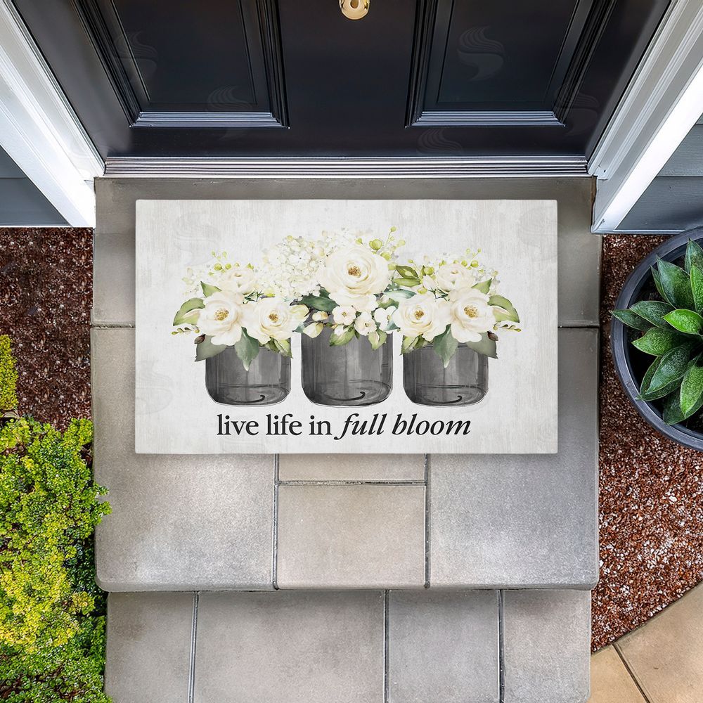 Lettered and Lined Life In Full Bloom Flowers Unwoven Outdoor Door Mat